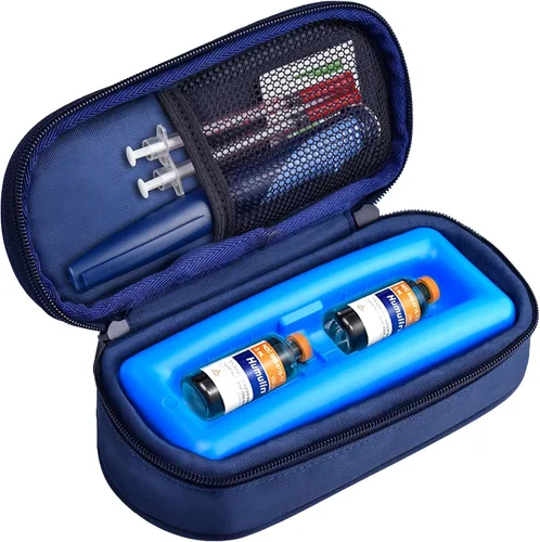 Vista 11 de Cruxer Estuche de viaje para bolígrafo enfriador de insulina aprobado por la TSA, bolsa médica refrigerada con ladrillo de hielo protector