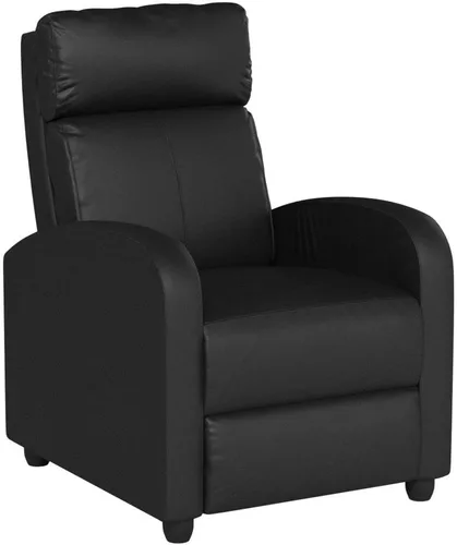 Vista 5 de BestMassage Silla reclinable con función de masaje de 2 puntos Negra con soporte lumbar, respaldo ajustable, reposabrazos anchos, reposapiés