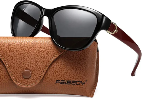 Vista 4 de FEISEDY Gafas de sol polarizadas vintage para mujer, elegantes gafas de sol con ojo de gato, B2476