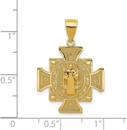 Vista 4 de The Mens Jewelry Store for HER Colgante de cruz de 2 caras de San Benito de oro amarillo de 14 quilates 0748 x 0748in Metal
