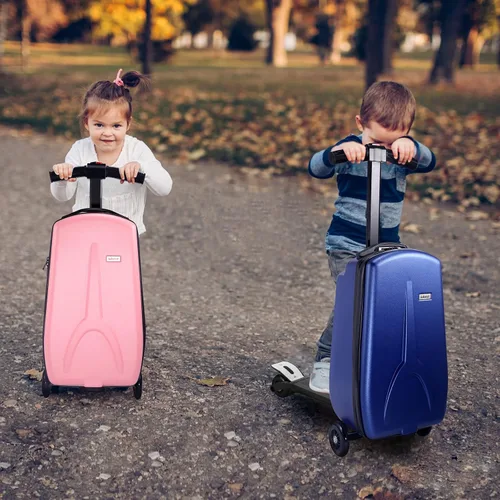 Vista 7 de iubest Maleta plegable de aluminio para niños y adultos, equipaje de viaje para niños y niñas de negocios y escuela, Versión Pink-Kids, Equipaje