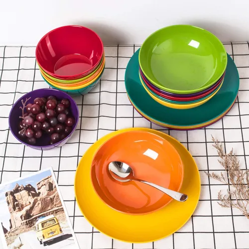 Vista 5 de KOXIN-KARLU Cuencos de melamina, cuencos para pasta de 7.5 pulgadas, juego de 6 en 6 colores surtidos
