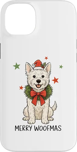 Vista 14 de Merry Woofmas White Terrier Dog Santa Hat Christmas Cute Dog Case for iPhone 15