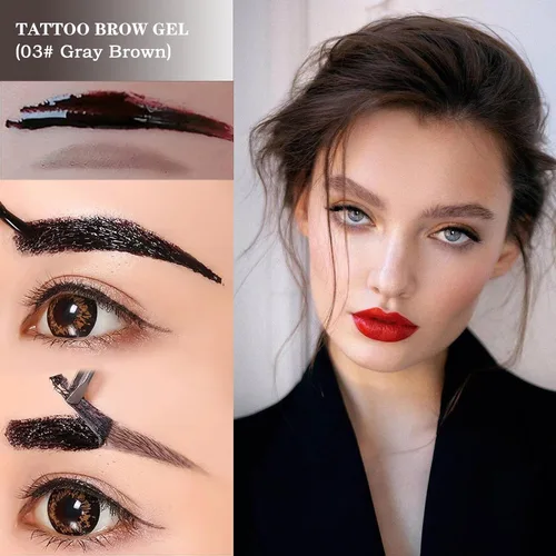 Vista 2 de 2 piezas de gel de cejas tipo tatuaje, tinte elegante natural, gel de cejas de larga duración, impermeable, tatuaje de cejas, tinte de cejas