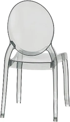 Vista 6 de Fohfurniture Juego de 8 32 sillas fantasmas transparentes grandes color humo de 20 pulgadas, sillas de comedor acrílicas apilables grises, sillas