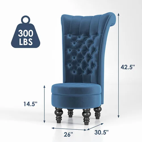 Vista 2 de MU Silla de respaldo alto de terciopelo holandés, muebles de sala de estar, asiento de acento real, sillas de trono, estilo simplemente elegante