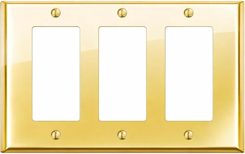 Vista 51 de Rio Salto BRASS Signature Collection MIDSIZE - Placa de pared de metal dorado para interruptor de luz o cubierta de tomacorriente, placa de pared