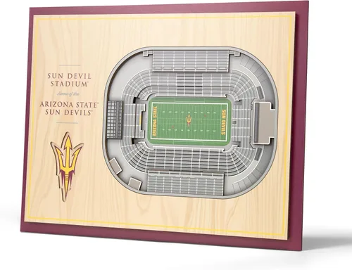 Vista 30 de YouTheFan - Póster para pared de la NCAA, vista de estadio en 3D de 5 niveles, Marrón