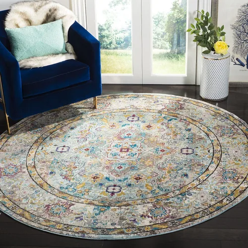 Vista 14 de SAFAVIEH Aria Collection - Alfombra de pasillo de 2 x 6 pies, color beige y azul, diseño bohemio chic envejecido, no desprende pelusa y de fácil