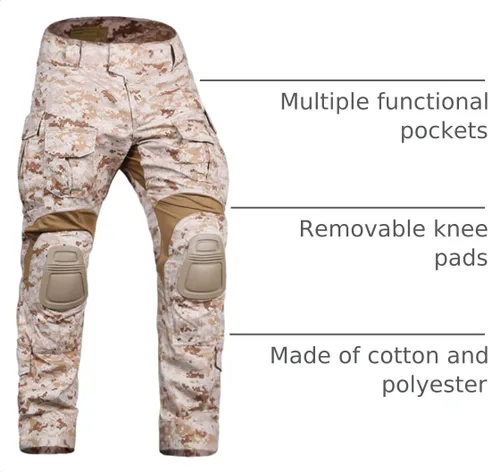 Vista 4 de EMERSONGEAR Gen3 - Pantalones de paintball con rodilleras, pantalones de combate militar Airsoft Combat BDU Aor1