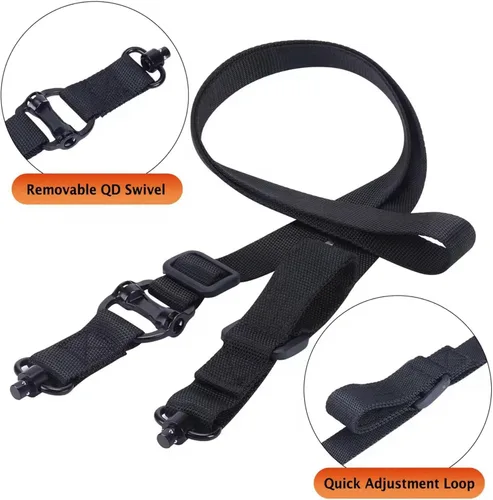 Vista 2 de Eslinga de dos puntos y tradicional de 2 puntos de ajuste rápido con QD Sling Swivel para Caza Negro