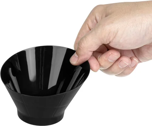 Vista 8 de Restaurantware - Cuencos para servir de 5 onzas, 100 cuencos desechables para aperitivos, diseño inclinado, redondo, cuenco de plástico negro