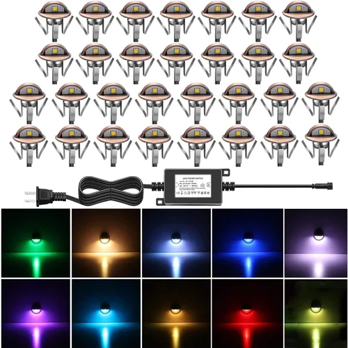 Vista 24 de Luz LED para escaleras, bajo voltaje, impermeable, IP65, para exteriores, 1-2/5 pulgadas, de madera empotrada, iluminación LED de terraza, patio