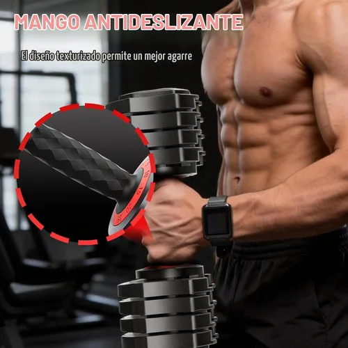 Vista 6 de WHATAFIT 2026 Upgrade 25LB Adjustable Dumbbell, 5-in-1 Fast Weight Change with Anti-Slip Handle & Tray, Single Dumbbell for Full Body Workout negro