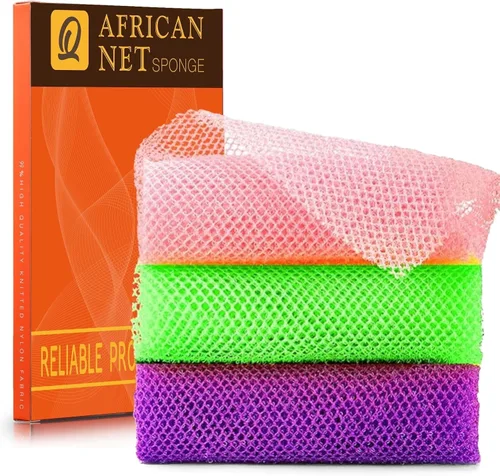 Vista 27 de UJFQBH African Net Sponge Authenti, exfoliante corporal para espalda y zonas de difícil acceso, exfoliante diario suave para limpieza profunda Gris
