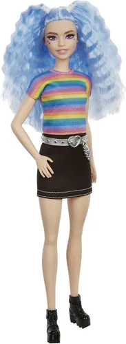Vista 8 de Barbie Fashionistas - Muñeca #146 con 2 trenzas trenzadas y prótesis de pierna con vestido estampado de estrellas, zapatos blancos y pulsera