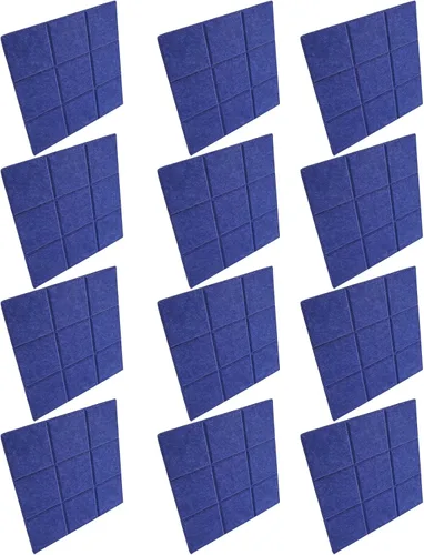 Vista 2 de 12Pcs Soundproofing Insulation Panel, Acoustic Treatment Panels with Beveled Edge Tiles, High Density Polyester Fiber Sound Absorption Panels for
