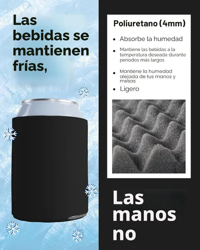 Vista 6 de PartyPrints Paquete de 25 Fundas Negras en Blanco para Enfriar Latas, Espuma Aislante Personalizable a Granel para Cerveza, Soporte de Bebida Liso