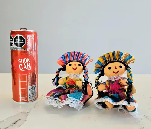 Vista 3 de ALKIMIA INC Muñecas de trapo tradicionales mexicanas hechas a mano, paquete de 2, 5 pulgadas