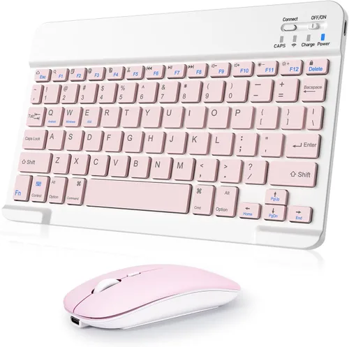 Vista 17 de Combo de teclado y mouse inalámbricos, teclado y mouse Bluetooth recargables con retroiluminación de 7 colores y receptor USB inalámbrico de 2.4