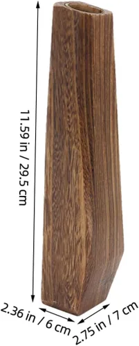 Vista 2 de Wakauto Jarrones de madera oblongos rústicos altos para piso, moderno centro de mesa de granja, jarrón decorativo de madera natural, soporte