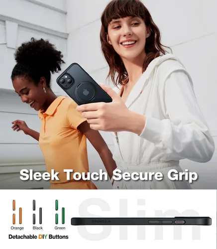 Vista 7 de TORRAS Funda con soporte giratorio de 360° para iPhone 15/iPhone 14, compatible con MagSafe, soporte de anillo magnético
