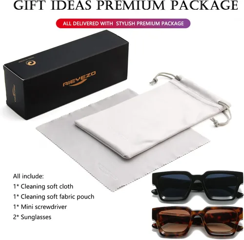Vista 49 de AIEYEZO Gafas de sol cuadradas para mujeres y hombres, gafas de sol cuadradas con montura gruesa, estilo de diseñador simple