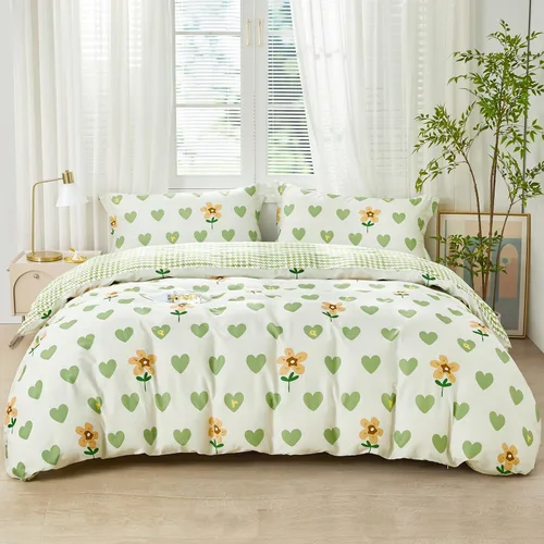 Vista 56 de SAPHREAS Juego de Funda de Edredón de Flores Rosas 2 piezas Algodón Estilo Jardín Campanilla Floral Ropa de Cama Juego de Funda de Edredón 100%