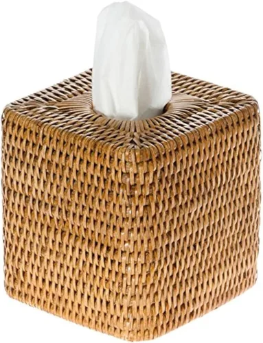 Vista 2 de KOUBOO Funda para caja de pañuelos, soporte para pañuelos, baño, cocina, habitación de invitados, elegante funda decorativa para caja de pañuelos