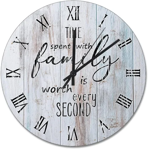 Vista 11 de Time Spent with Family is Worth Every Second - Reloj de pared de grano de madera de playa degradado de 10 pulgadas, funciona con pilas, reloj
