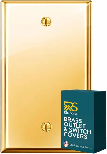 Vista 48 de Rio Salto BRASS Signature Collection MIDSIZE - Placa de pared de metal dorado para interruptor de luz o cubierta de tomacorriente, placa de pared