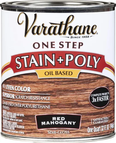 Vista 4 de Varathane 225243H Tinte de un paso a base de aceite + Poli, cuarto de galón, Nuez Americana Dorada
