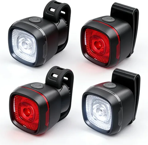 Vista 2 de Luz de bicicleta impermeable IPX6, con 5 + 5 modos, impermeable, tipo C, para montar por la noche, luces de bicicleta de larga vida útil de 17 horas