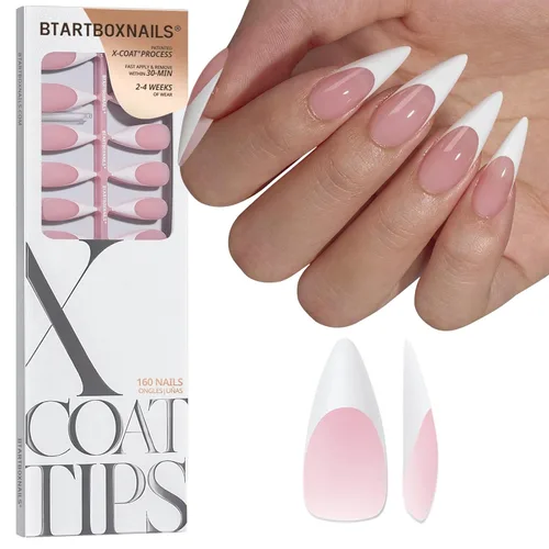 Vista 38 de BTArtboxnails XCOATTIPS White French Tip Press On Nails, XXS Squoval, Pink Lamp-Curable, 4-Week Wear, Natural Nail Look, Salon Quality Value at