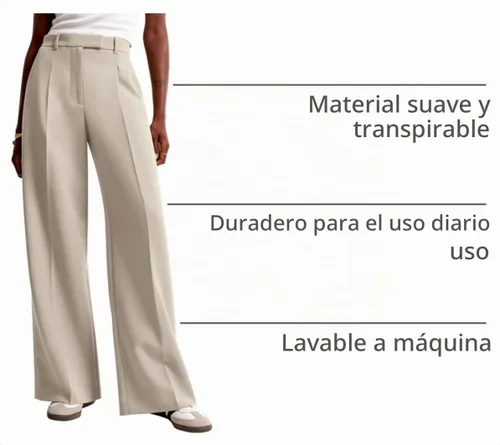 Vista 4 de NIMIN Pantalones de trabajo de pierna ancha para mujer, pantalones