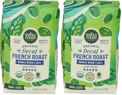 Vista 9 de Whole Foods Market, Café Orgánico Descafeinado de Grano Entero, Tostado Francés Oscuro, Afumado y Dulce, Suave y Equilibrado, 12 Onzas