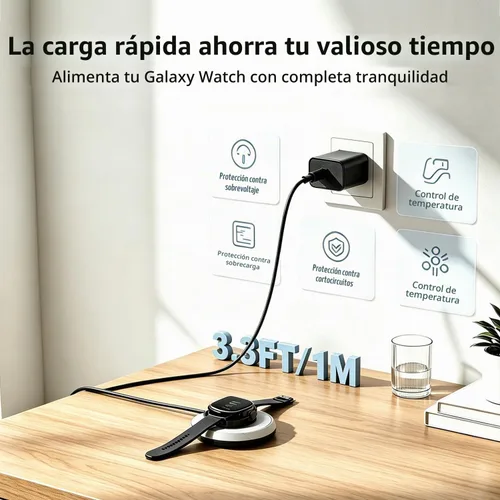 Vista 4 de Reemplazo Samsung Galaxy Watch 8/7/6/5/4/3/2 Cable de carga rápida