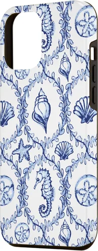 Vista 2 de Funda náutica para iPhone 12 Pro Max Coastal Nieta Preppy Shells náutica blanca azul mar