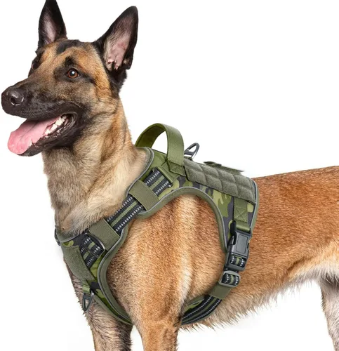 Vista 37 de rabbitgoo - Arnés para perros pequeño sin tirones, chaleco táctico de servicio con Molle y asa de control, arnés militar ajustable y reflectante