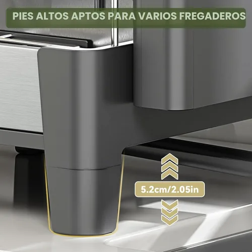 Vista 8 de Urackify Escurridor de platos expandible, escurridor de platos de acero inoxidable con marco de aluminio, escurridor de platos para encimera
