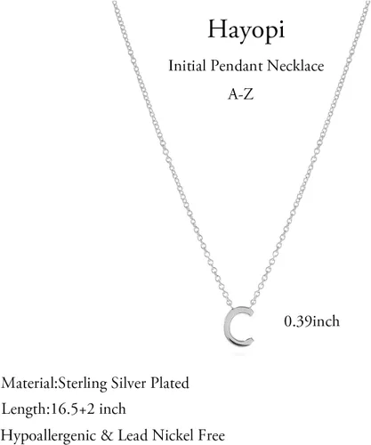 Vista 11 de Collares con iniciales para mujer, delicado collar de letra plateada con nombre personalizado con monograma, collar simple y lindo con inicial
