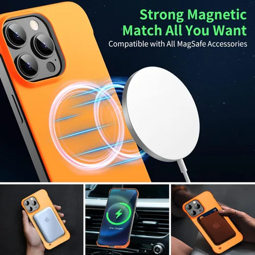 Vista 3 de GRECAZO Funda Magnética Delgada Compatible con iPhone 14 Pro Funda para Teléfono 6.1"(2022) Ultra-Delgada Ligera Duradera Sin Marco Mate Rígida