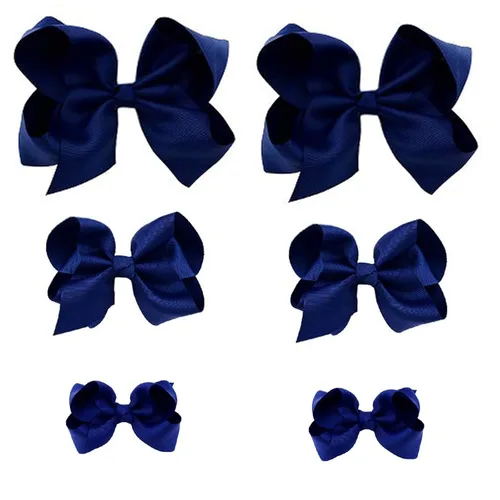 Vista 14 de Moños negros para niñas, 6 piezas de moños de cinta de grogrén hechos a mano con pinzas de cocodrilo, accesorios para el cabello para niñas