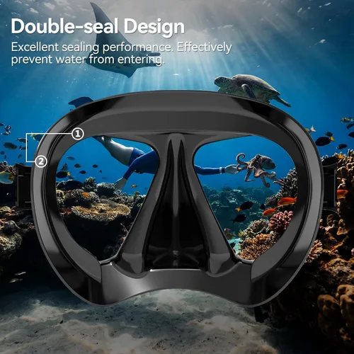 Vista 7 de COPOZZ Snorkel Mask Adult – Anti-Fog Scuba Mask with Nose Cover, Tempered Glass Snorkeling Gear for Adults