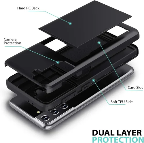 Vista 3 de ZUSLAB Funda tipo cartera compatible con Samsung Galaxy S21 Plus 5G, con tarjetero y a prueba de golpes, antiarañazos, compatible con Samsung Galaxy