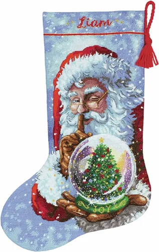 Vista 8 de Dimensions 70-08998 Kit de punto de cruz navideño de granja de invierno, 45.72 x 15.24 cm, 14 unidades de aida azul, 5 piezas 14 unidades Azul Aida