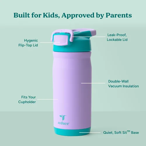 Vista 16 de Reduce Hydrate Pro Kids - Botella de agua aislada de acero inoxidable de 14 onzas con pajilla, vaso a prueba de derrames para niños, retención