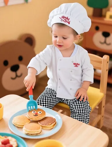Vista 2 de COSLAND Disfraz de chef de 3 piezas para bebés y niños pequeños, traje de algodón de Halloween, 3 meses a 4T