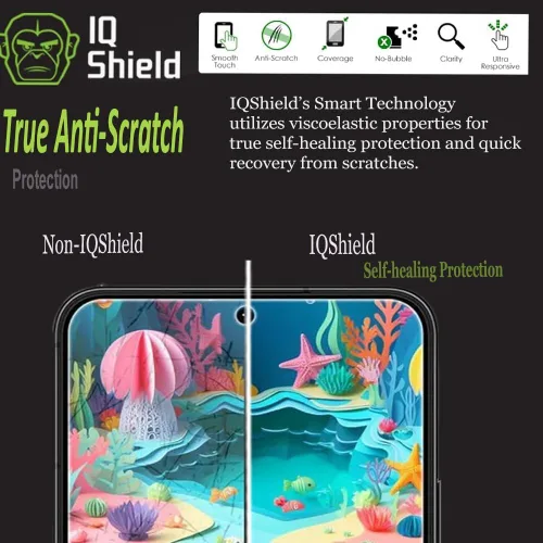 Vista 4 de IQShield Paquete de 2 protectores de pantalla para Samsung Galaxy S22 5G de 6.1 pulgadas, fácil de instalar, antiarañazos, antiburbujas, película