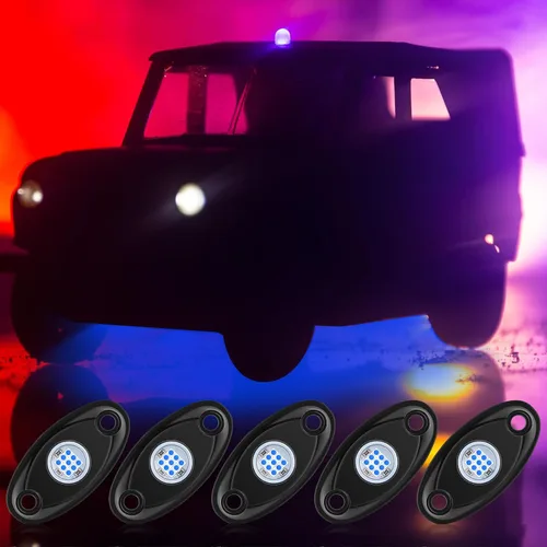 Vista 6 de 12 Cápsulas Luces LED Rock para Automóvil SUV Luces Underglow Impermeables Neón Trail Rig Lámpara Iluminación para Camión Motocicleta Barco ATV UTV